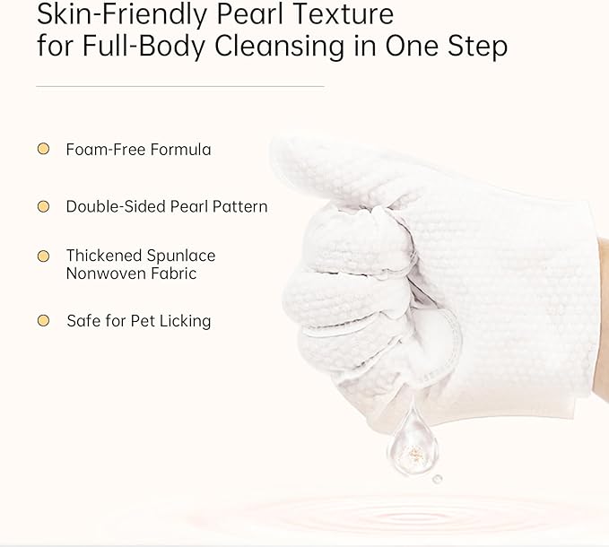 Nourishing Pet Glove Wipes for Dogs & Cats, 4-in-1 Grooming Wipes (Cleaning, Combing, Massaging, Caring), 7 Plant Extracts, Eco-Friendly & Natural, 18PCS (Dog Wipes Cleaning Deodorizing)