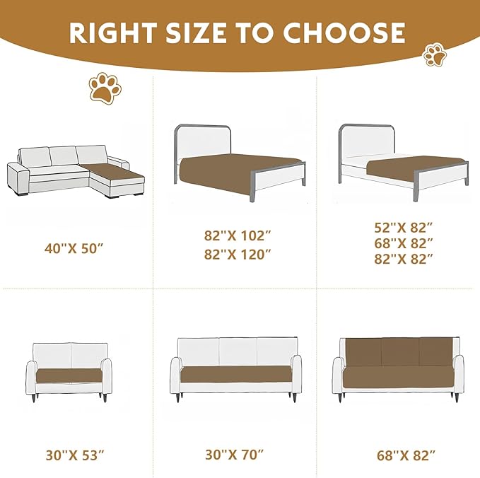 100% Double-Sided Waterproof Blanket, Couch Cover for Dogs Washable, Reversible Dog Bed Cover. (Dark＆Light Grey, 52 X 82 Inch - 1 Pack)
