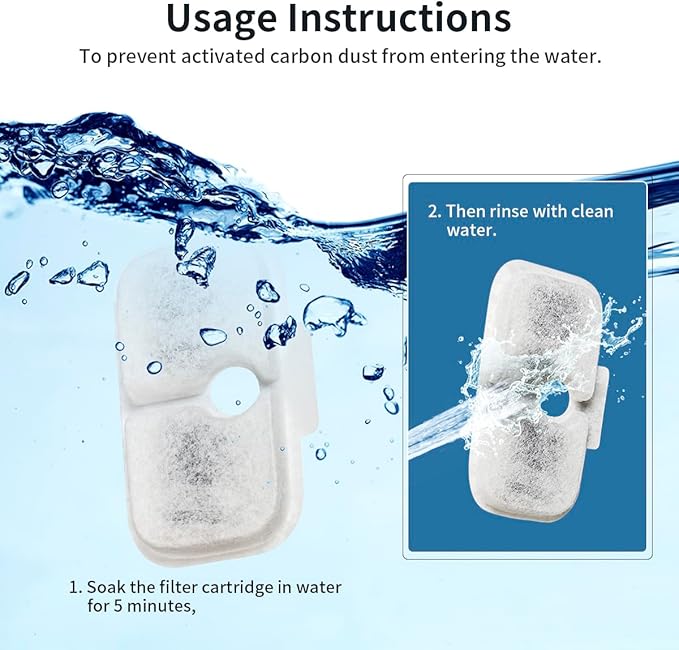 WuYan 12 Packs Replacement Filters for Dockstream Cat Water Fountain PLWF005,PLWF115,PLWF105,12 pcs Pet Water Fountain Filters with 12 pcs Pre-Filter Sponges