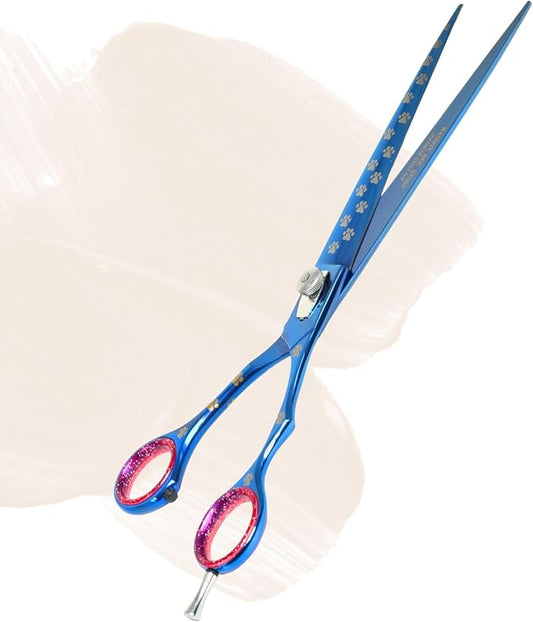 Pet Grooming Scissor Dog Blade scissor Pet Grooming Scissors Dog Hair Cutting Shears with Bag for Professional Right Hand Pet Groomer (Blue Straight, 9.0")