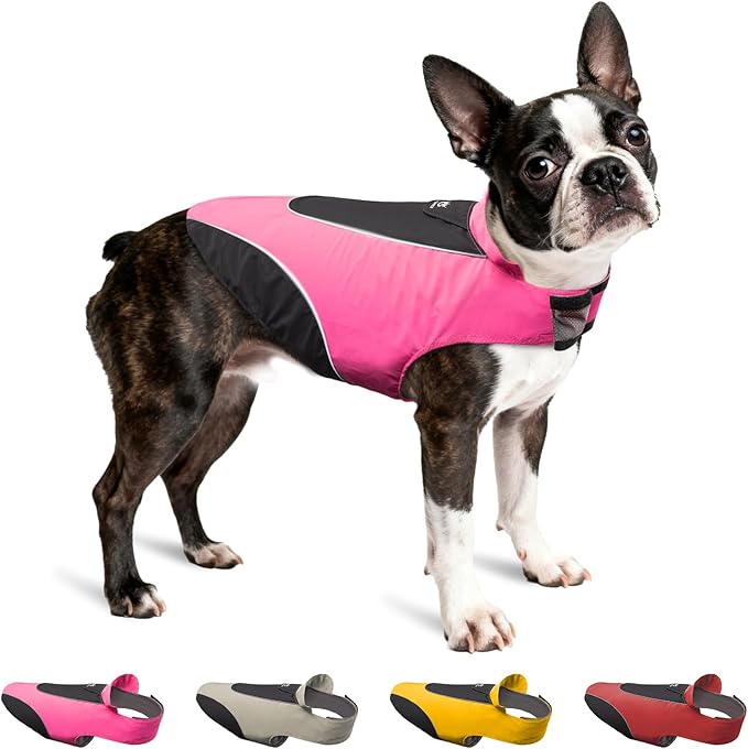 TSPRO Premium Dog Raincoat for Small/Medium Dogs, Waterproof Nylon, Reflective Strips, Easy-On Adjustable Hook & Loop Fastener, Leash Hole for Outdoor Walks (Pink, M)