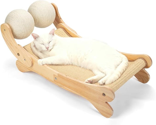 Cat Scratcher Bed Sisal Cat Scratching Pad 27 Inches Scratch Lounger for Indoor Cats Hammock Chair with Large Sisal Ball, Furniture Protector