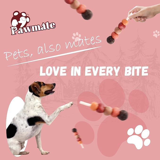 6-in-1 Kabobs Dog Treats, Multi-Flavor Jerky Treats Made with Chicken, Duck, Salmon, Beef, and Rabbit on Rawhide Sticks, Healthy Long Lasting Dog Chews for Small Medium Large Dogs, 10.6 oz