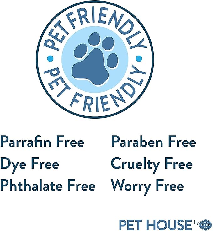 One Fur All Pet House Candle 2 Pack - Plant-Based/Soy - Clean Burning Scented, Long Lasting Pet Odor Candle for Home - Fresh Citrus, Lavender Green Tea