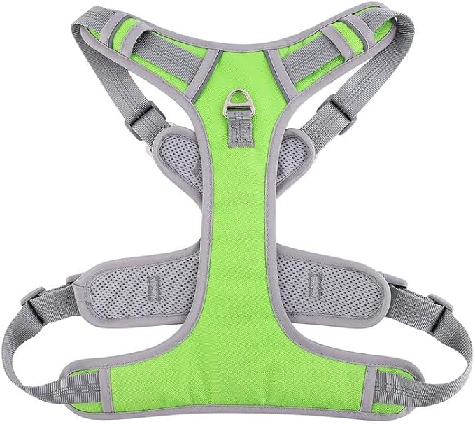 Adjustable Dog Harness - No Pull, Reflective, Soft Padded for Small, Medium, Large Dogs - Includes Leash Green XL