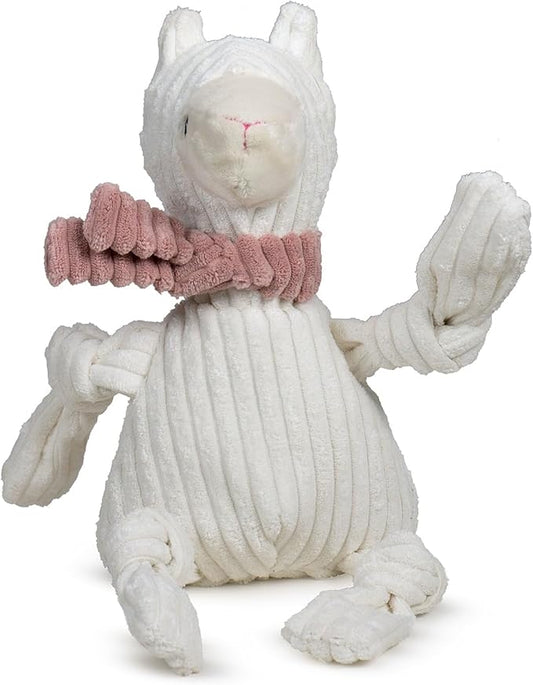 HuggleHounds Knottie Plush Dog Toy - Dog Stuffed Animal Toy, Puppy Toys, Squeaky Dog Toy for Small, Medium & Large Dogs, Durable Plush to Keep Them Busy - Lillie Llama, Large