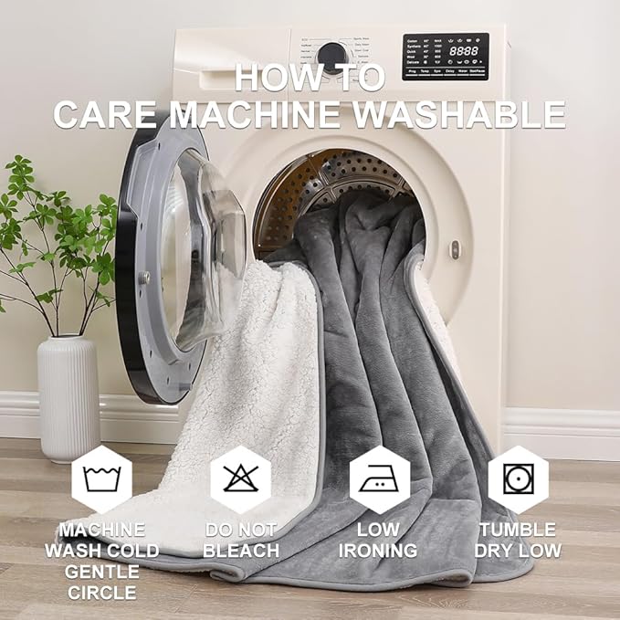Waterproof Blanket for Couples – Ideal for Couch & Bed Splash Proof Sherpa Throw, Leakproof TPU Layer, Stain Resistant Washable Bed Protector – Light Gray, 80" x 60"