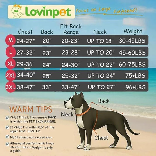 LovinPet Big Dog Pajamas, Post Surgery Onesie UV Protection, Blue Triangle Print, Lightweight Stretchy Big Dogs Pullover Shirt, Full Coverage Large Breed Dog Jammies, Pet PJ's, XL