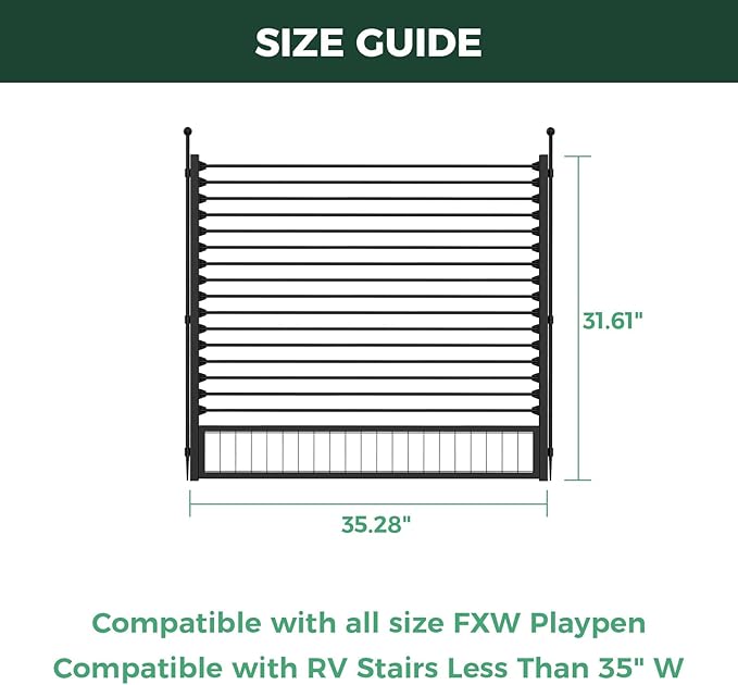 FXW Instant Unleashed Dog Playpen, Portable Pet Fence for Outdoor, RV Trips, and Camping, 40 inch, 24 Panels for Medium and Large Dogs with RV Step Grid│Patented