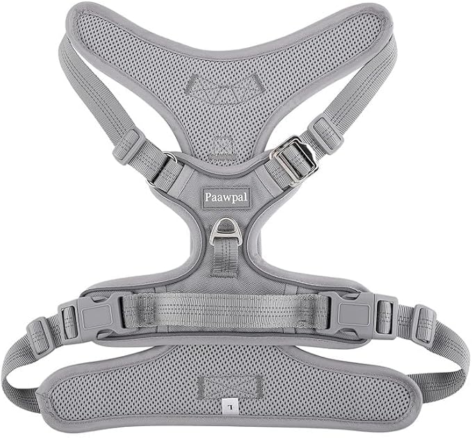 Adjustable Dog Harness - No Pull, Reflective, Soft Padded for Small, Medium, Large Dogs - Includes Leash Silver XL