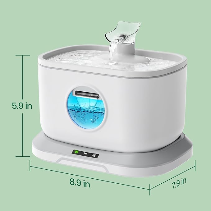 Cat Water Fountain [Water-Electric Separation] Radar Sensing Cordless Water Fountains for Cats Indoor, Battery Operated Wireless Pump, Premium Multi-Layer Filter 2.6L/88oz Ultra Quiet BPA-Free