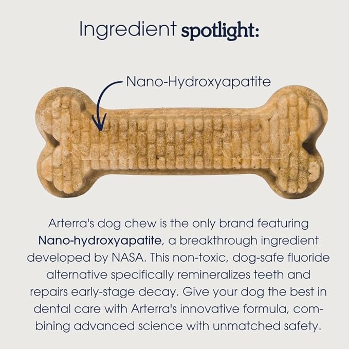 Arterra Pet Science Dog Dental Chews with Nano-Hydroxyapatite Next-Generation Daily Chews for Stronger Teeth, Fresh Breath, and Healthy Gut, 30 Count, Pack of 1
