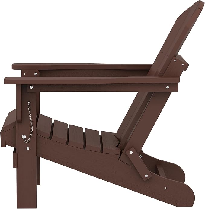 SERWALL Folding Adirondack Chair Set of 4 for Patio Garden Outdoors Fire Pit- Coffee