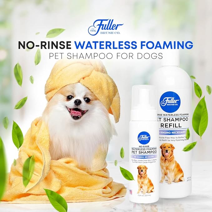 Fuller Brush No‑Rinse Waterless Foaming Pet Shampoo – Dry Shampoo for Dogs Cleans, Conditions & Moisturizes – Fresh Clean Fragrance – 7.5 oz