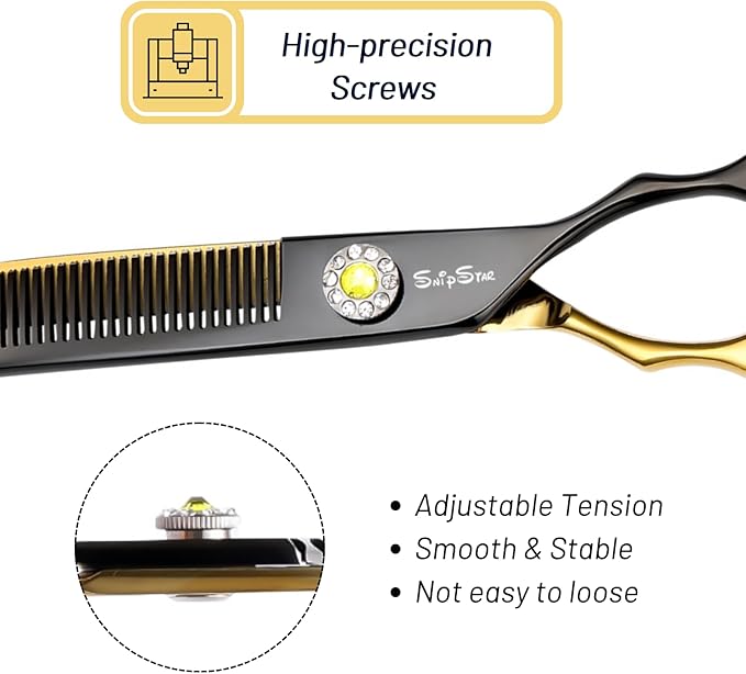 7.5inch Curved Thinning Dog Scissors, 56 Teeth High-end Dog Grooming Scissors, 25° Curved Blender, VG10 Steel Sharp Grooming Shears, Ergonomic Professional Pet Shears for Groomer