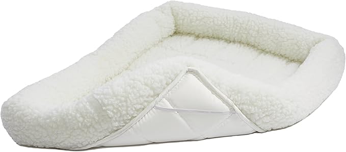 MidWest Homes for Pets QuietTime Dog Bed – White Fleece Bolster, Ultra-Soft and Machine Washable, Fits 24-Inch Crates and Carriers, for Small Breed Dogs