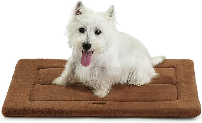 MADE 4 PETS Dog Crate Pad Bed for Small Dogs, Washable & Reversible, Anti-Slip Kennel Mat for Cozy Sleeping, Soft Fluffy Dog Bed for Indoor & Outdoor Use, 24"x18", Brown