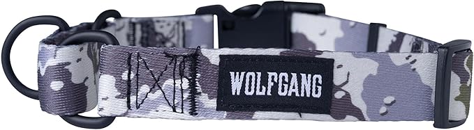 Wolfgang Heavy Duty Martingale Dog Collar with Quick Release Nylon Buckle for Walking & Training, Hideout Print, Small