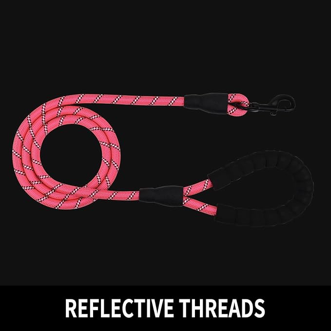 5/6 FT Strong Pet Dog Leash with Soft Padded Handle,Highly Reflective Rope for Night Walking,360-Degree Rotating Metal Buckle Without Tangles,Suitable for Small,Medium and Large Dogs.(6ft)