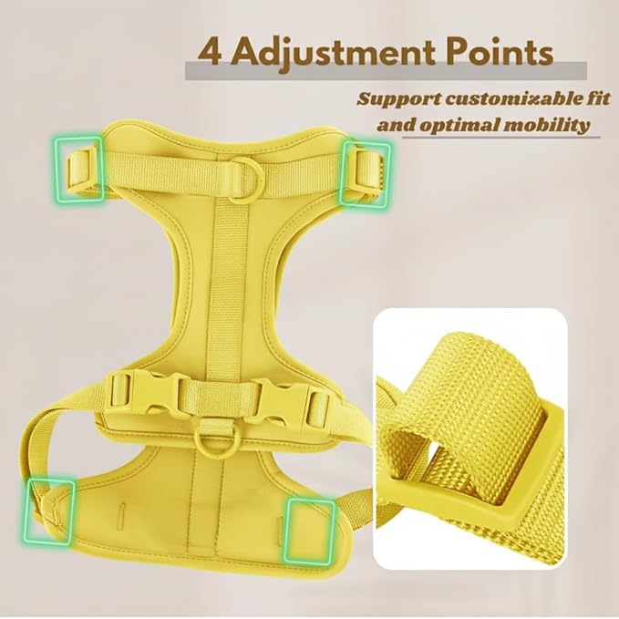 Dog Harness, No-Pull Pet Harness with 3 Leash Clips, Adjustable Soft Padded Dog Vest, Breathable Mesh Cushion for Small Medium Large Dogs (Yellow, Small (Neck:12"-16" Chest 16"-20"))