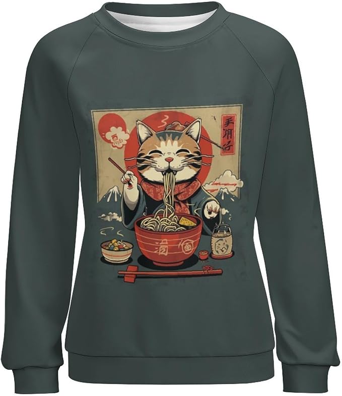 Womens Ugly Christmas Sweatshirt Funny Cat Dog Printed Xmas Pullover Shirts Crewneck Long Sleeve Graphic Hoodies