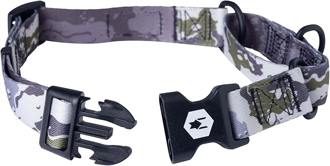Wolfgang Heavy Duty Martingale Dog Collar with Quick Release Nylon Buckle for Walking & Training, Hideout Print, X-Large