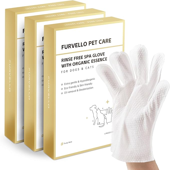 Nourishing Pet Glove Wipes for Dogs & Cats, 4-in-1 Grooming Wipes (Cleaning, Combing, Massaging, Caring), 7 Plant Extracts, Eco-Friendly & Natural, 18PCS (Dog Wipes Cleaning Deodorizing)