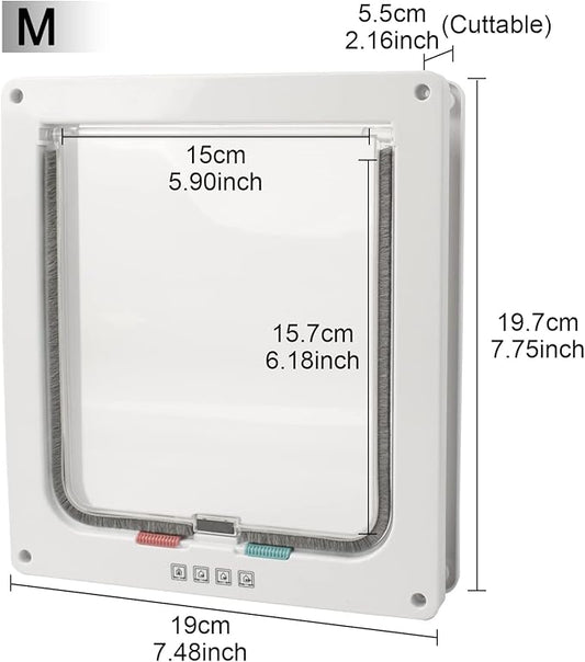Cat Flap Door 4 Way Locking Weatherproof Pet Doors for Interior Exterior Sliding Door Doggie Door Insert