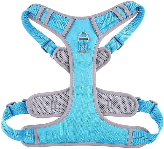 Adjustable Dog Harness - No Pull, Reflective, Soft Padded for Small, Medium, Large Dogs - Includes Leash and Collar Turquoise M