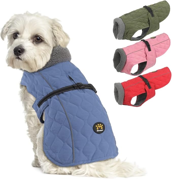 Dog Coats for Cold Weather, Fleece Lining Small/Medium/Large Dog Jackets for Winter, Reflective Adjustable Doggie Winter Clothes for X-Large Dogs, Blue XL