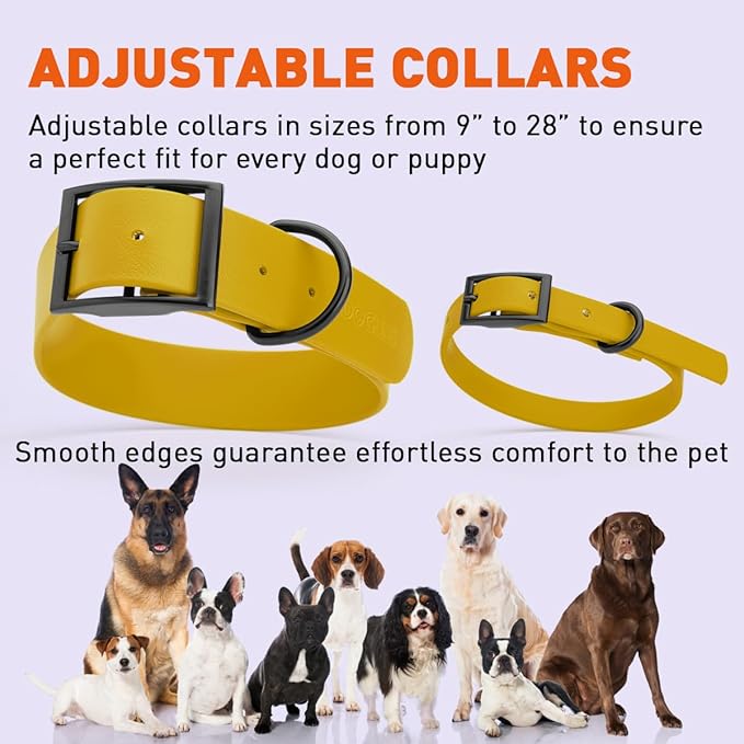 Dogline Biothane Coated Webbing Dog Collar with Black Metal Hardware: Durable Easy-Clean Everyday Collar for Dogs - Comfortable Adjustable Odor-Resistant Pet Collar, W5/8" x L12-15, Treasure Gold