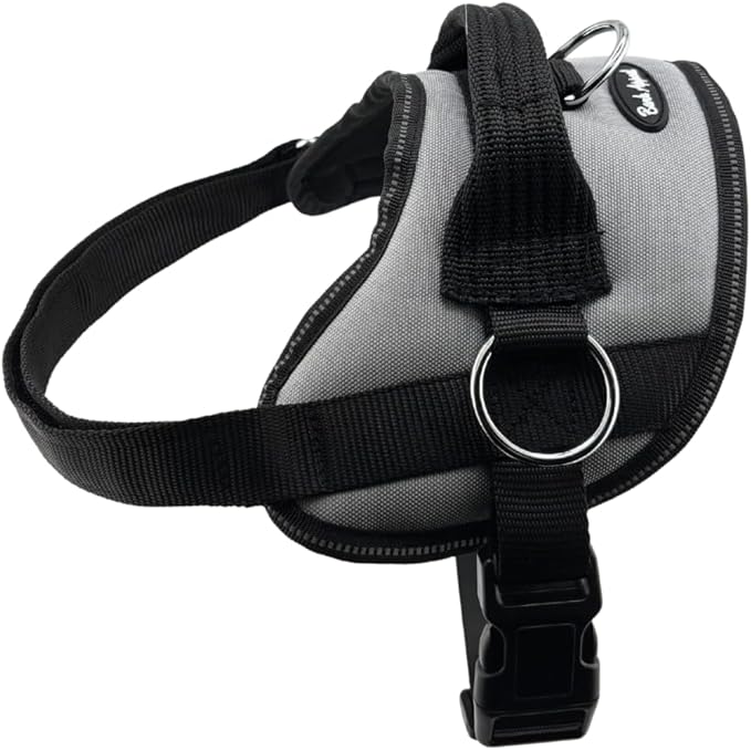 Bark Appeal Gray No-Pull Dog Harness for Small to Medium Sized Pets – Adjustable, Reflective Vest with 3 Leash Clips for Added Control, Easy Walks & Training – M