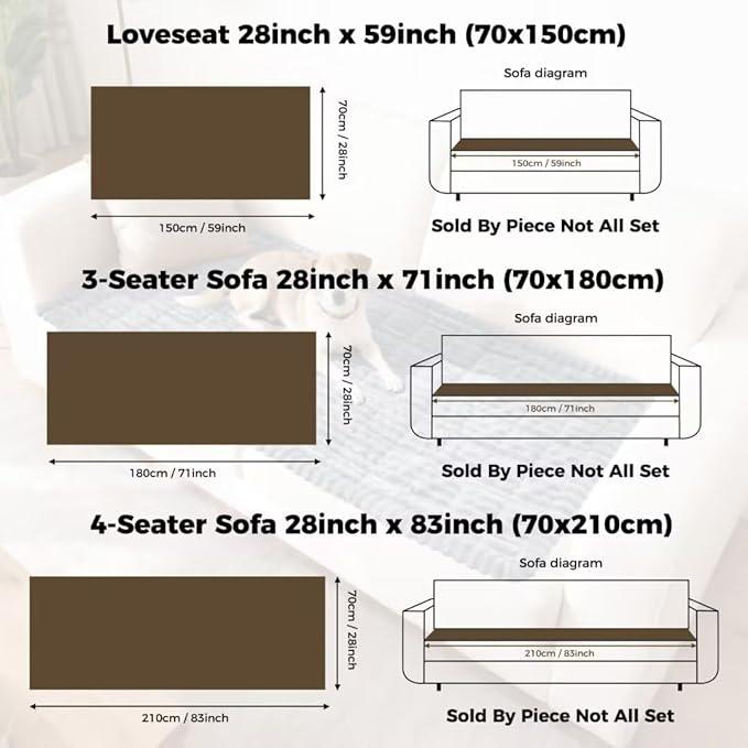 Couch Covers for Dogs, Washable Sofa Couch Cover for Pet, Couchs Covers for Cushion Sofa Pet Friendly, Non Slip Sofa Cover (27.6''*70.9''/60 x 180cm)