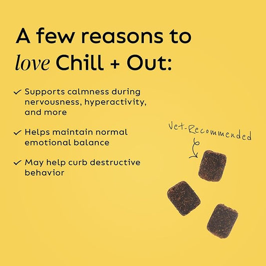 Super Snouts Chill + Out– 30 Soft Chews – Calming Chews for Dogs and Cats Help Maintain Your Pet’s Emotional Balance – Made in The USA