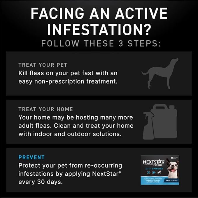 NEXTSTAR Flea and Tick Prevention for Dogs, Repellent & Control, Fast Acting Waterproof Topical Drops, Flea and Tick Prevention for Small Dogs, 3 Monthly Doses