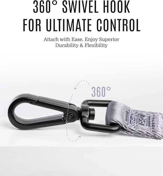2025 New Edition, Fei & Eve Classic Dog Leash - 6FT, Dual Padded Handles, 360° Swivel Hook, Heavy Duty 210D Nylon - No-Pull Design with Traffic Control Handle - for Small/Medium/Large Dogs, Gray