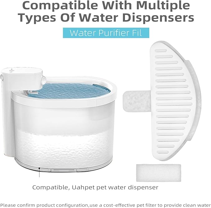 Cat Water Fountain Filter Pet Drinking Fountain Filter, Compatible with Cat Dispenser 67oz/2L Fountain, Pet Automatic Water Feeder, 9 Pack (9 Filters+18 Sponges)