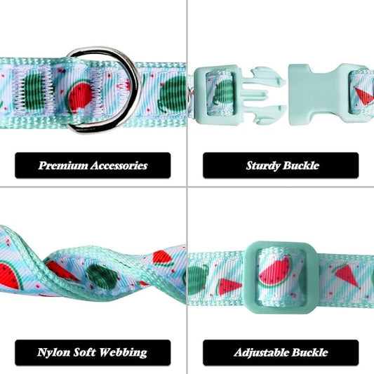 azuza Bowtie Dog Collar, Stylish and Comfy Watermelon Dog Collar with Bow Tie for Large Dogs