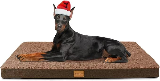 Patas Lague Orthopedic Jumbo Dog Bed for Large Sized Dog 56''X40'', Soft Waterproof Egg Crate Foam Large Pet Crate Beds Mat with Removable Washable Cover and Non-Slip Bottom, Brown