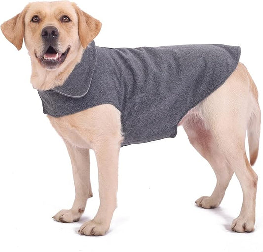Fleece Dog Coat Pet Jacket Reflective for Cold Weather for Extra Large to Small Pets(Grey,S)