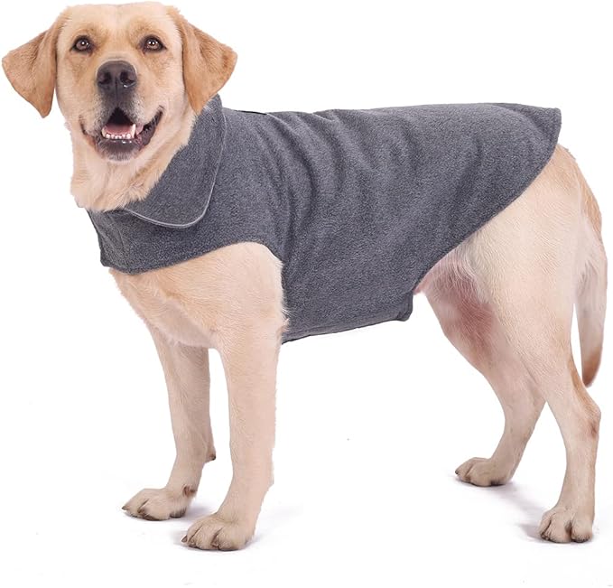Fleece Dog Coat Pet Jacket Warm for Cold Weather for Extra Large,Large,Medium Small Puppy(Grey,XL)