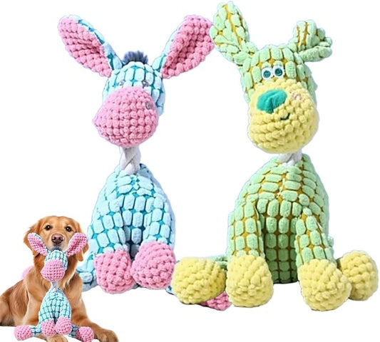 Indestructible Dog Toy, 2026 New Durable Plush Dog Toys for Aggressive Chewers, Squeaky Chew Toy for Small Medium Large Dogs Puppy Teething Toys (Blue+Green)