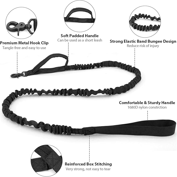 Tactical Dog Collar and Leash Set Heavy Duty Military Dog Collar with Handle and Metal Buckle for Medium and Large Dogs (Black, XL)