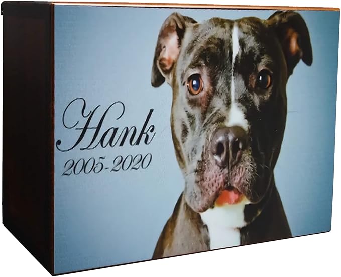 Custom Pet Keepsake Urns for Dogs, Wooden Box for Pet Ashes with Photo for Your Beloved Pets, Pet Cremation Urns as Sympathy Gifts for Pet Lovers - Small, 6" x 4" x 2.75" Pet Urns (Design 2)