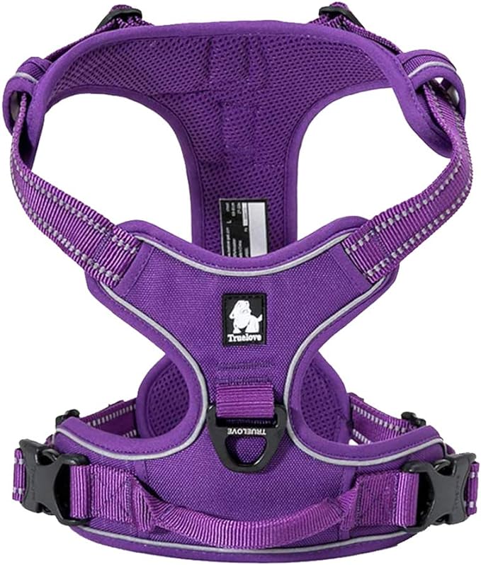 TRUE LOVE Adjustable No-Pull Dog Harness Reflective Pup Vest Harnesses Comfortable Control Brilliant Colors TLH5651(Purple,S)