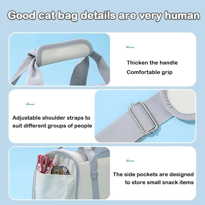 Cat Carriers Dog Carrier Pet Carrier for Smallr, Soft-Sided Cat Backpack & Dog Travel Bag, Carrier for Small Dogs & Cats Under 15 lbs, Puppy Crate & Cat Kennel in Grey（16.54*9.45*10.24inch）
