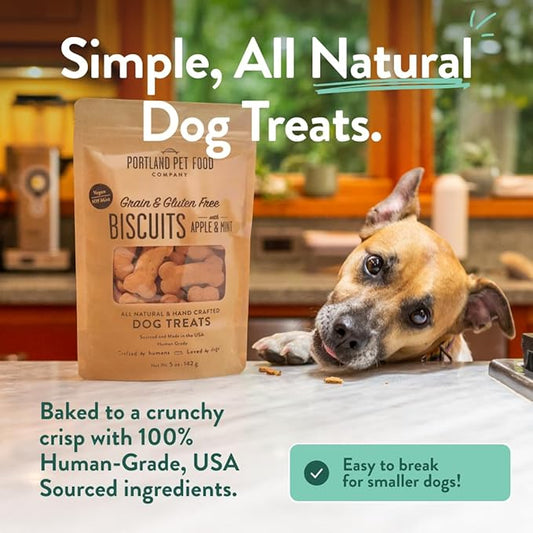 Portland Pet Food Company Healthy Dog Treats Vegan Variety Pack - Grain-Free, Human-Grade, Apple, Gingerbread, Pumpkin Treats - Natural Dog Training Treats & Biscuits Made in the USA Only - 3-Pack