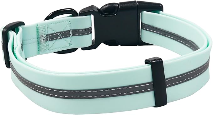 NIMBLE Dog Collar Waterproof Pet Collars Adjustable, Reflective, Durable Flex Poly Coated Nylon Basic Dog Collars 9 Colors in Size S/M/L (Light Blue, Large (15.35”-24.8”inches))