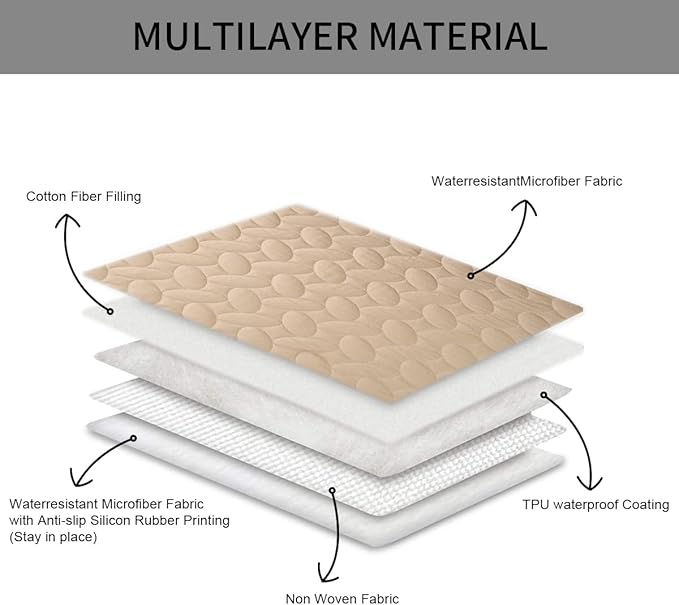 Ameritex Pet Bed Cover Dog Bed Blanket for Sofa and Furniture Waterproof New Pattern Design (52x82 Inch, Beige)