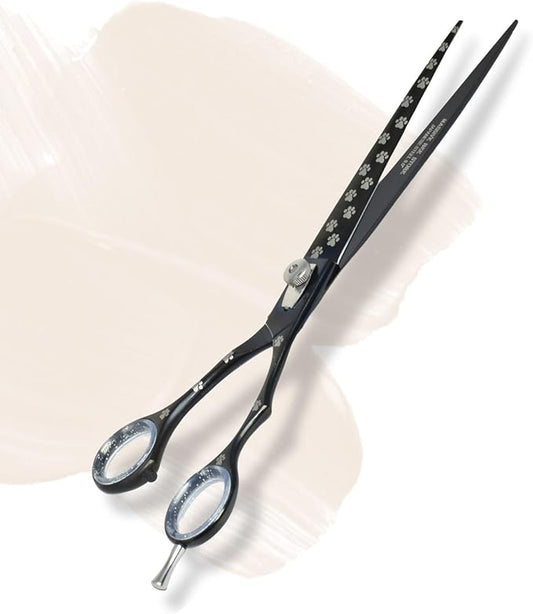 Pet Grooming Scissor Dog Blade scissor Pet Grooming Scissors Dog Hair Cutting Shears with Bag for Professional Right Hand Pet Groomer (Black Straight, 9.0")